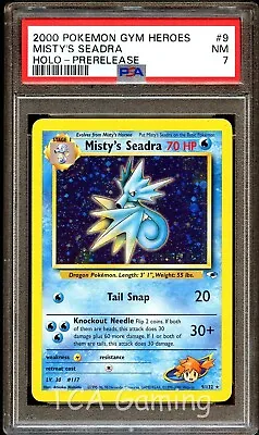 $22.99 • Buy PSA 7 NM Misty's Seadra 9/132 PRERELEASE Gym Heroes HOLO PROMO Pokemon Card
