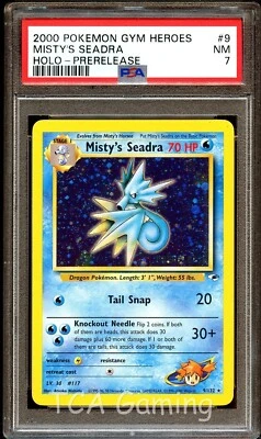 $22.99 • Buy PSA 7 NM Misty's Seadra 9/132 PRERELEASE Gym Heroes HOLO PROMO Pokemon Card