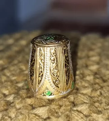 Vintage Gold Coloured Metal Intracate Damascene Sewing Thimble Spain • $10.09