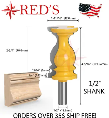 REDS Y80805-8 - 2-3/4  Wide Chair Rail Molding Router Bit 1/2  Shank • $15.99