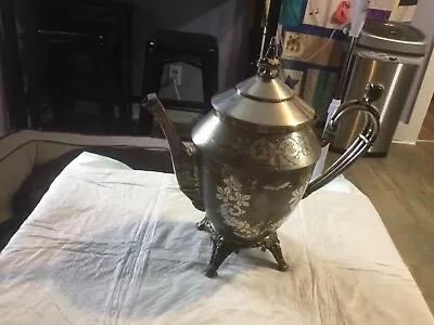 Antique MERIDEN B. COMPANY 1887  1/2 Silver Plate Victorian Teapot Coffee 11” • $50