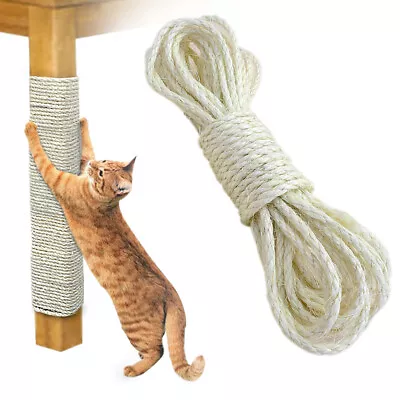 33FT Cat Scratching Sisal Rope Hemp Craft Twisted Twine Scratch Board Post Toys • £9.59