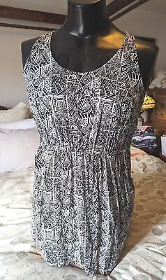 Mossimo Women's Plus XXL Black White Aztec Print Tank Dress With Pockets   • $11.99