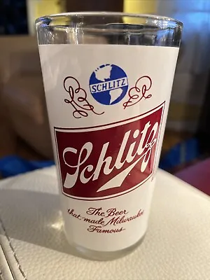 VTG SCHLITZ Beer Glass LIBBY 5” Tall EXCELLENT CONDITION VIVID PAINT • $6.50