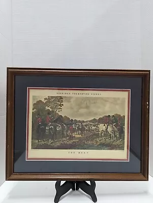 Vtg Herrings Fox Hunting Scenes  The Meet  Framed Engraved By J. Harris  • £76.01