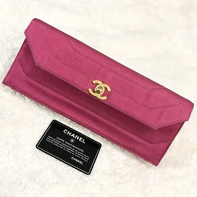 Super Rare ! ! AUTH Vintage CHANEL Satin Fuchsia / Barbie Pink Clutch • $2380