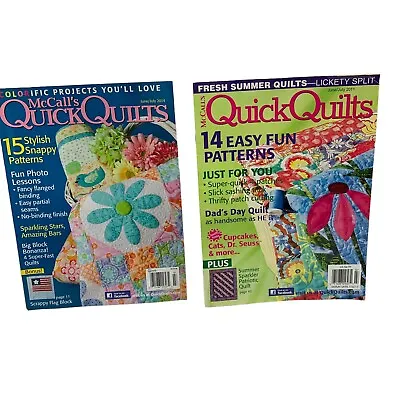 2 McCalls Quick Quilts Magazines June/July 2011 & June/July 2014 Quilt Patterns • $10.30
