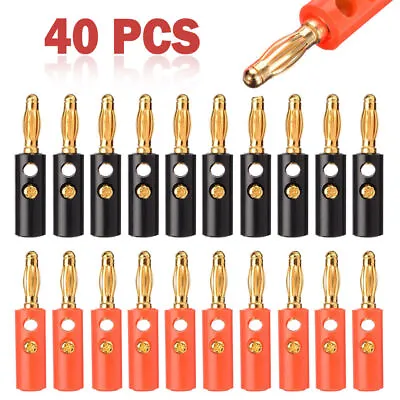 40Pcs Gold Plated Banana Plugs Audio Jack Speaker Wire Cable Screw Connector 4mm • $6.08