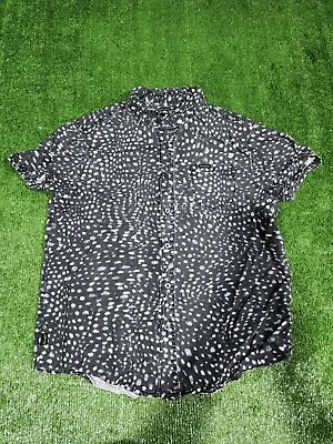 Wrangler Button Up Shirt Mens Medium Black Grey Full Print Rodeo Casual  • $32.90