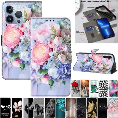 For IPhone 12 11 Pro Max 6 7 8 Patterned Magnetic Flip Leather Wallet Case Cover • $15.99