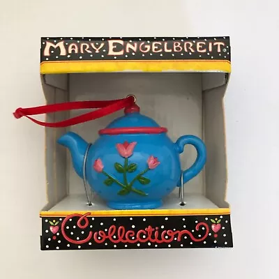 Mary Engelbreit Mini Teapot Ornament Blue Flowers New Box Collectible Vtg Tulips • $14.95
