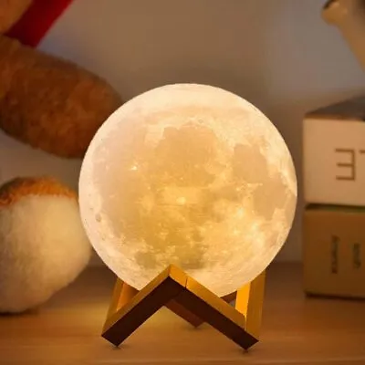 £12.49 • Buy 3D Moon Night Light  Romantic 16 Colors LED Bedside Touch Lamp USB With Remote