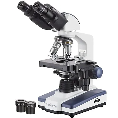 AmScope B120B 40X-2000X LED Lab Binocular Compound Microscope With 3D-Stage • £199.99