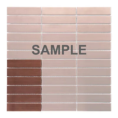 $3.99 • Buy Rose Gold Copper Metallic Metal Stacked Mosaic Tile Kitchen Wall Bath Backsplash