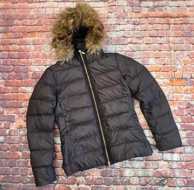 Womens Moncler Angers Puffer Down Filled Fur Winter Jacket - Size 1 (S) UK8-10 • $155.53