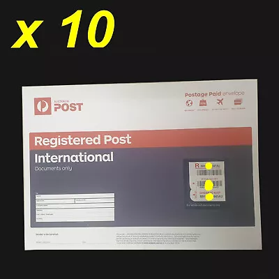 10 Pcs Lot Australia Post International Registered Prepaid  Envelopes Large B4 • $150