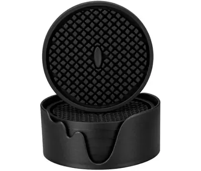 $11.98 • Buy Set Of 6 Silicone Drinks Coasters Non-Slip Cup Mat Pad With Holder Round Rubber
