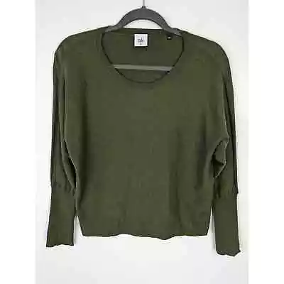 CAbi Twofer Sweater Knit Cropped Minimalist Fall Winter Olive Green Boho Size M • $24.99