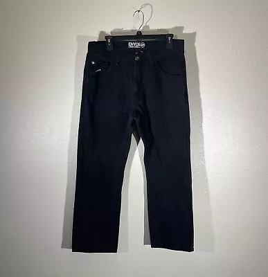 Vintage Enyce Pants Mens Black Denim Jeans Baggy Hip Hop Cotton Fits 33x28 • $24.95