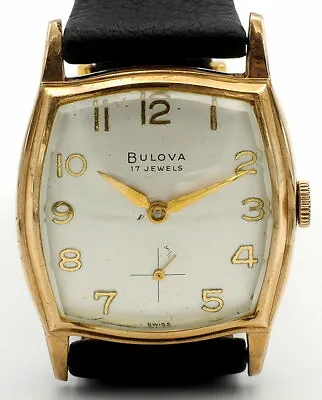 $249 • Buy Vintage Bulova Watch 11 AF BXW 17J 10K RGP Swiss Runs New Strap 1959 Clean 