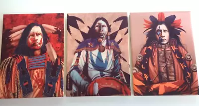 J.D. Challenger Set Of 3 Native American Indian Art Ceramic Wall Tiles • $59.99