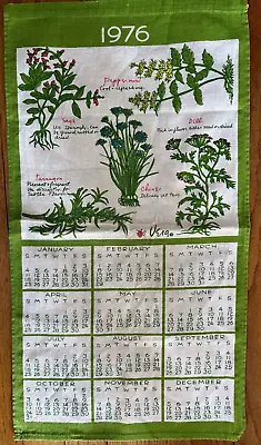 Vintage Vera 1976 Tea Towel Spices Cotton Fabric Calendar  AS IS  Rare • $25