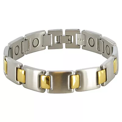 Magnetic Therapy 13mm Men's Stainless Steel Two Tone 8.5 Inch Link Bracelet • $26.99