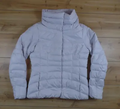 Eddie Bauer Goose Down Jacket Women's Sz Med Tall TM Quilted Off White Pink Hue • $39.95