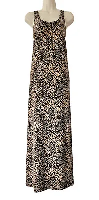 Next Leopard Maxi Dress - Size 8 - Animal Print Vest Long Strappy Holiday BNWT • £18.95