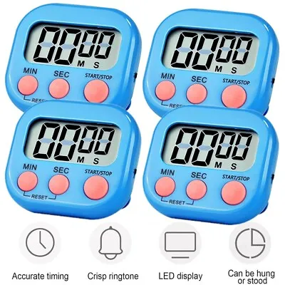 4Pcs Kitchen Timer Magnetic Digital Countdown Stopwatch With Stand Alarm Clock • $12.69