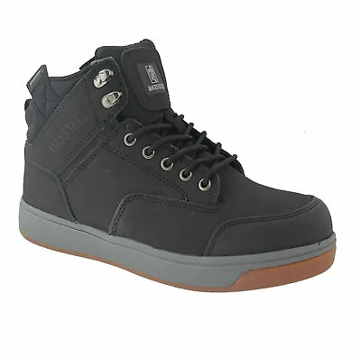 New Mens Hi Top Trainer Boots Steel  Toe Cap Ankle Work  Boots Black Size 11/45 • £29.95