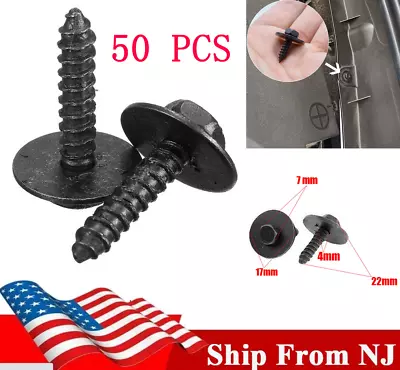 $13.64 • Buy (4.2-1.41x22mm) 50X Metal Car Screw Body Fender Bumper Retainer Clips 7mm Hex US