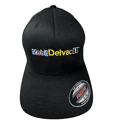 Mobil Delvac 1 Hat Small Medium Flexfit Black Baseball Cap Embroidered Logo New • $12.88