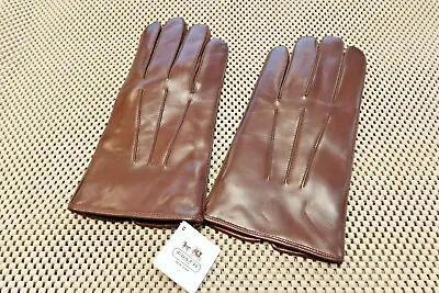 $128 Coach Men's 100% Cashmere Lined Basic Nappa Leather Gloves Size Medium FAWN • $49.95