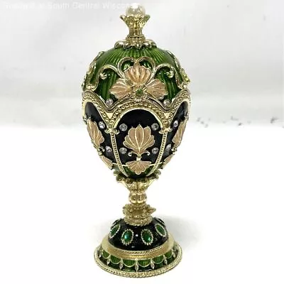 Metal Faberge Egg Style Green Trinket Box W Magnetic Closure • $16.99