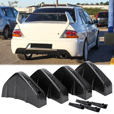 Carbon Fiber Rear Bumper Lip Diffuser Shark Fins For Mitsubishi Lancer Evolution • $19.89