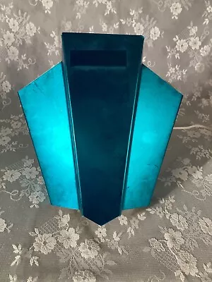 80s Art Deco Revival Sconce 1980s Blue Metallic Light Underwriters Laboratories • $45