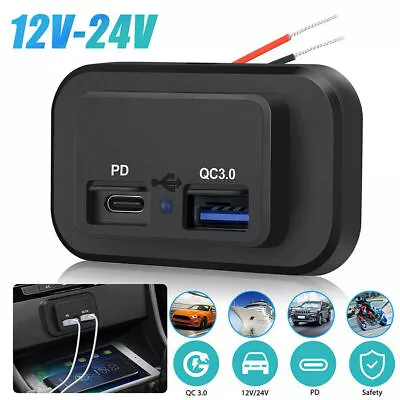 Car Fast Charger Socket PD Type C USB QC3.0 Ports Waterproof Power Adapter J5 • $12.99