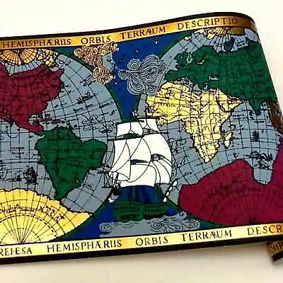 ColorFields Nautical Old World Map Globe Wallpaper Border WB5210 NEW 5 Rolls • $30