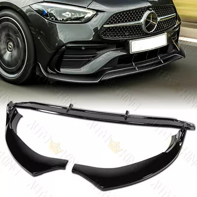 Fit 22-23 Mercedes C300 C43 Amg Painted Black Front Bumper Lip Body Kit Spoiler • $95.24