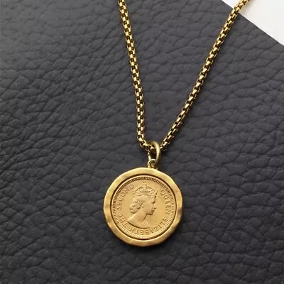 Early Hong Kong 5 Cents Coin Pendant Vintage Coin Gold Necklace 20  • $20