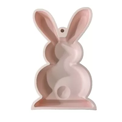 Pink Silicone Easter Bunny Rabbit Cake Mold Baking Pan Reusable Spring Cooking • £11.48