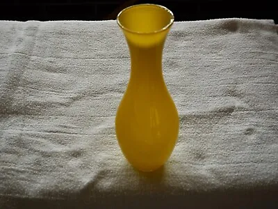 Vintage Mid-Century Modern Hand-Blown Beautiful Yellow/White Cased Bud Vase 9  • $25