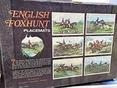 Vintage English Fox Hunt Placemat Reversible Washable Decorative Set Of 6 • $33.15