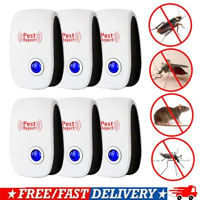 6 Pack Ultrasonic Plug In Pest Repeller Deter Mouse Mice Rat Insect Repellent • £12.99