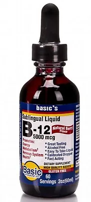 Basic Vitamins Vitamin B-12 5000mcg Sublingual Liquid 2oz ^ • $14.69