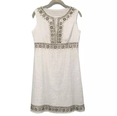Miss Selfridge Boho Styles Beaded White Sleeveless Summer Dress - Size M • $26
