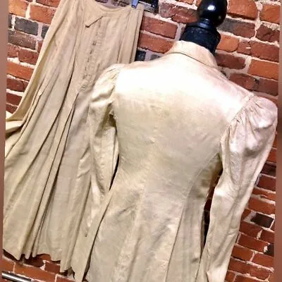 1900s Edwardian Walking Suit - Ecru Raw Silk • $445