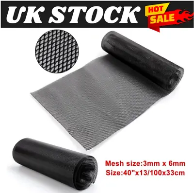 Black Mesh Grill Aluminium Alloy Car Bumper Vent Metal Rhombic Grille Net 3x6mm • £10.32