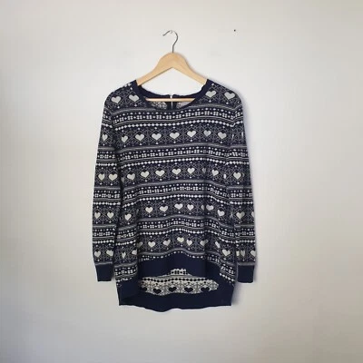 £9.95 • Buy Women's Red Herring Blue Jumper Dress Knitted Lightweight Fair Isle Size UK 14